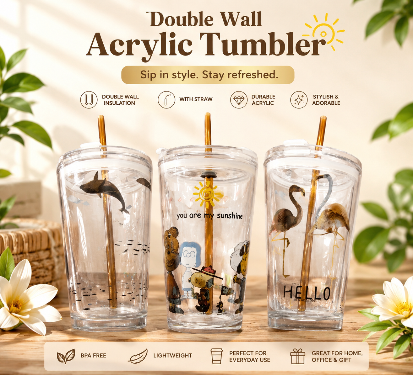 Cute Printed Tumbler Cup